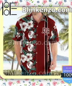 Texas A&M Aggies Flowery Dark Red Summer Hawaiian Shirt, Mens Shorts a