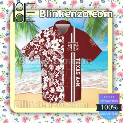 Texas A&M Aggies Flowery Garnet Summer Hawaiian Shirt, Mens Shorts