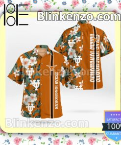 Texas Longhorn Flowery Orange Summer Hawaiian Shirt, Mens Shorts