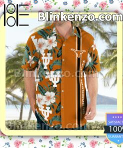 Texas Longhorn Flowery Orange Summer Hawaiian Shirt, Mens Shorts a