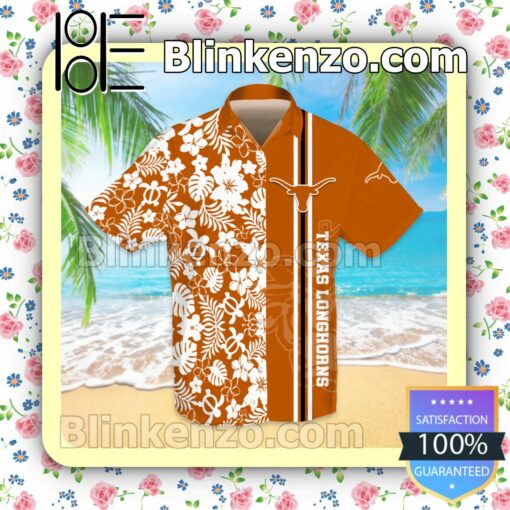 Texas Longhorns Flowery Orange Summer Hawaiian Shirt, Mens Shorts