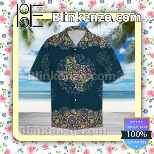 Texas Mandala Map Flower Pattern Summer Shirt