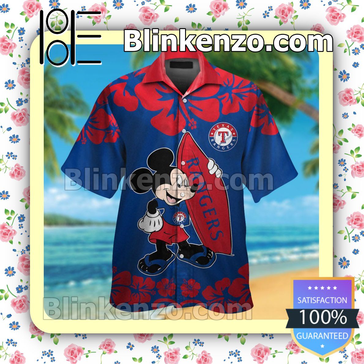 Texas Rangers Mickey Mouse Mens Shirt, Swim Trunk
