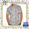 The EPCOT Experience Disney World Cartoon Graphics Gray Summer Hawaiian Shirt, Mens Shorts