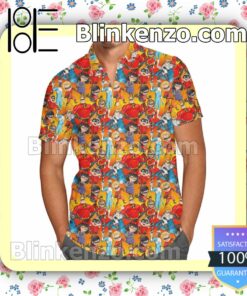 The Incredibles Sketched Pixar Disney Cartoon Graphics Inspired Summer Hawaiian Shirt, Mens Shorts