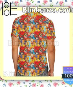 The Incredibles Sketched Pixar Disney Cartoon Graphics Inspired Summer Hawaiian Shirt, Mens Shorts a