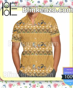 The Lion King Friends Tribal Disney Cartoon Graphics Inspired Summer Hawaiian Shirt, Mens Shorts