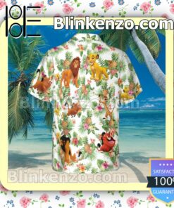 The Lion King Simba Pumbaa Timon Disney Cartoon Graphics Pineapple Summer Hawaiian Shirt, Mens Shorts a