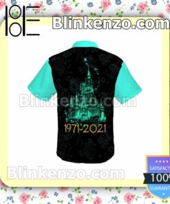 The Little Mermaid 50th Anniversary Glitter Disney Castle Black Turquoise Summer Hawaiian Shirt, Mens Shorts a