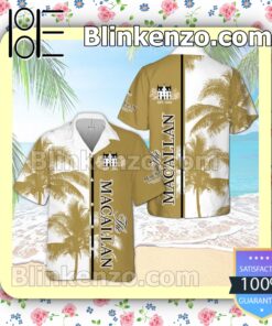 The Macallan Palm Tree Pattern White Yellow Summer Hawaiian Shirt
