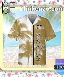 The Macallan Palm Tree Pattern White Yellow Summer Hawaiian Shirt a