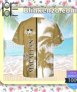 The Macallan Palm Tree Pattern White Yellow Summer Hawaiian Shirt b