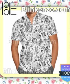 The Nightmare Before Christmas Sketched Disney Cartoon Graphics Summer Hawaiian Shirt, Mens Shorts