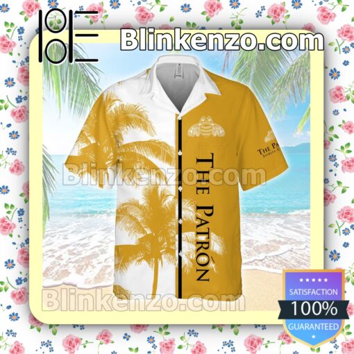 The Patron Palm Tree White Yellow Summer Hawaiian Shirt a