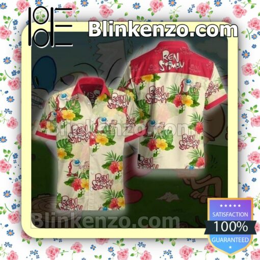 The Ren And Stimpy Show Floral Summer Shirt