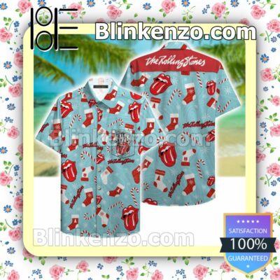 The Rolling Stones Christmas Pattern Blue Summer Shirts