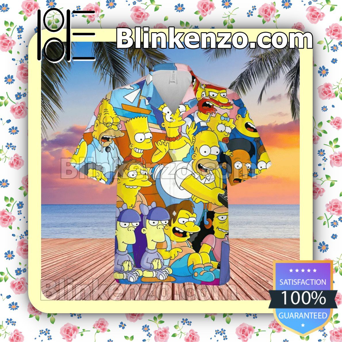 The Simpsons Characters Summer Hawaiian Shirt, Mens Shorts