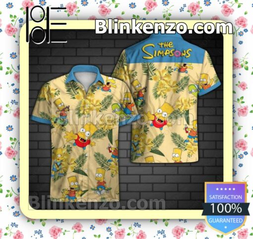 The Simpsons Tropical Forest Yellow Summer Hawaiian Shirt, Mens Shorts