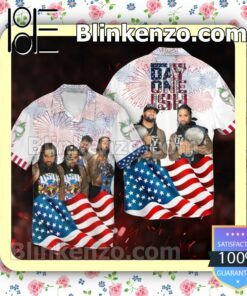 The Usos Brother American Flag Firework Independence Day Men's Button-Down Shirts