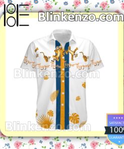 Tigger Winnie The Pooh Tropical Leaf White Blue Summer Hawaiian Shirt a