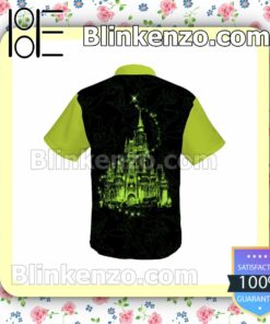 Tinker Bell 50th Anniversary Glitter Disney Castle Black Green Summer Hawaiian Shirt, Mens Shorts a