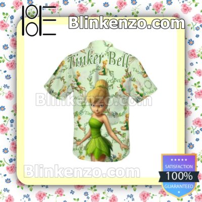 Tinker Bell Wreath Disney Cartoon Graphics Light Green Summer Hawaiian Shirt b