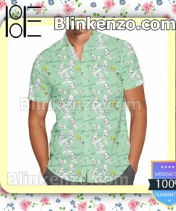 Tinkerbell Sketches Disney Cartoon Graphics Inspired Green Summer Hawaiian Shirt, Mens Shorts