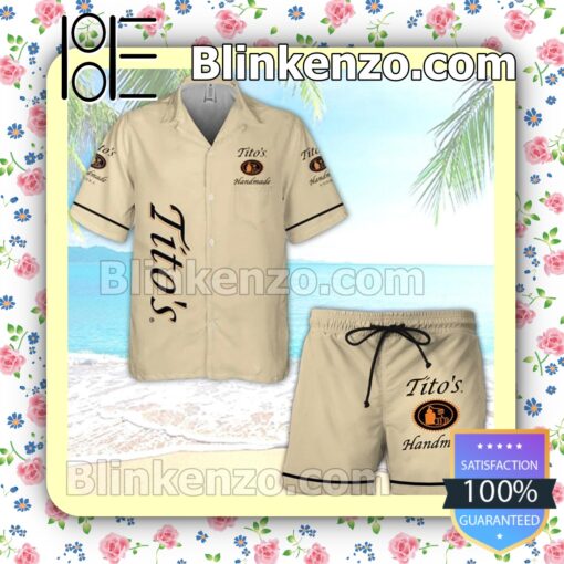 Tito's Handmade Vodka Beige Summer Hawaiian Shirt