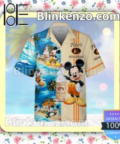 Tito's Handmade Vodka Mickey Mouse Beige Summer Hawaiian Shirt a