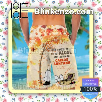 To Be Alone And Listen To Carlos Santana Mens Shirt, Swim Trunk a