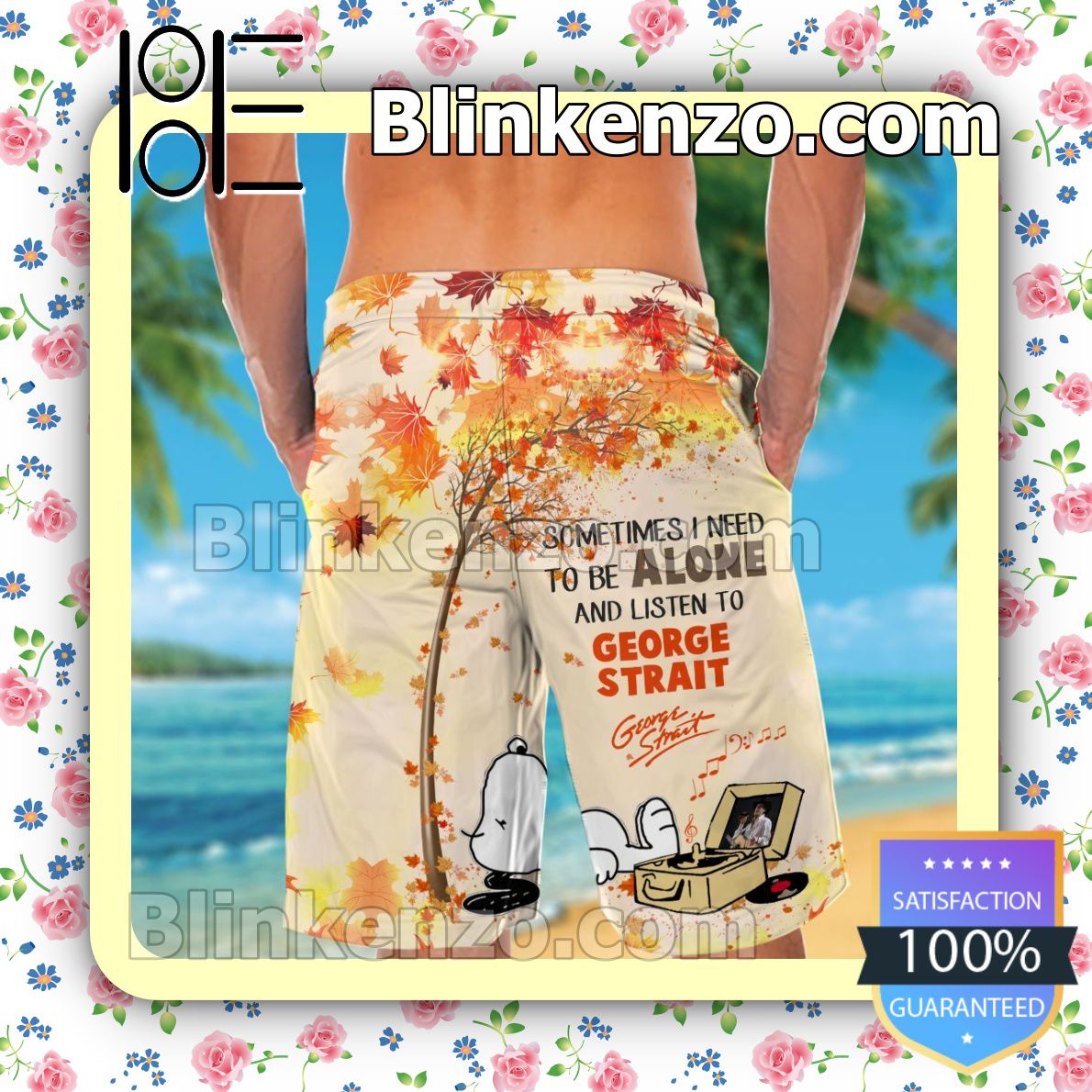 Print On Demand To Be Alone And Listen To George Strait Mens Shirt, Swim Trunk