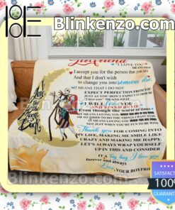 To My Girlfriend I Love You To The Moon And Back Jack And Sally Customized Handmade Blankets b