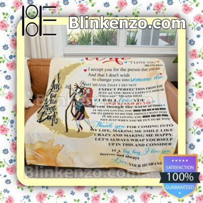 To My Wife I Love You To The Moon And Back Jack And Sally Customized Handmade Blankets b