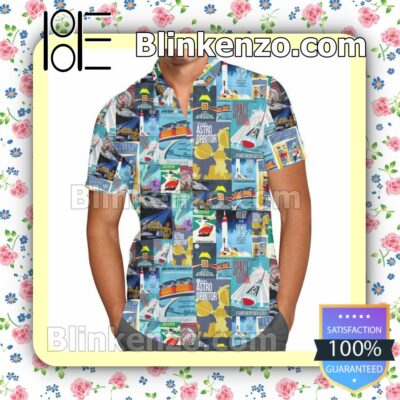 Tomorrowland Disney Inspired Cartoon Graphics Summer Hawaiian Shirt, Mens Shorts