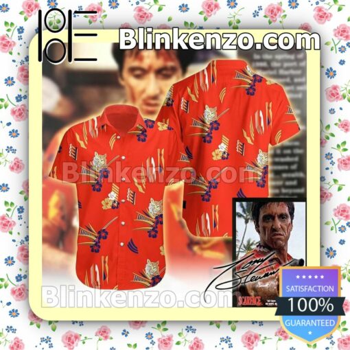 Tony Montana Al Pacino In Scarface Red Summer Shirt