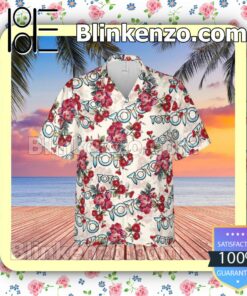 Toto Rock Band Floral Pattern White Summer Hawaiian Shirt, Mens Shorts