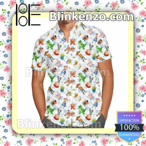 Toy Story Friends Disney Pixar Cartoon Graphics Summer Hawaiian Shirt, Mens Shorts