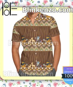 Tribal Stripes Lion King Inspired Pattern Disney Cartoon Graphics Summer Hawaiian Shirt, Mens Shorts