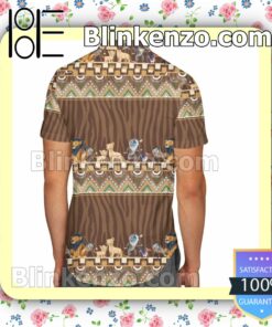 Tribal Stripes Lion King Inspired Pattern Disney Cartoon Graphics Summer Hawaiian Shirt, Mens Shorts a