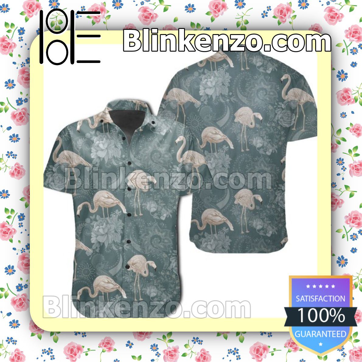 Tropical Flamingos And Flower Pattern Summer Shirts