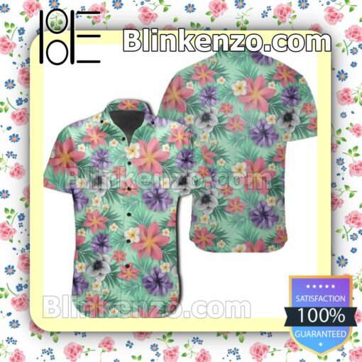 Tropical Flower Blossom Cluster Seamless Summer Shirts
