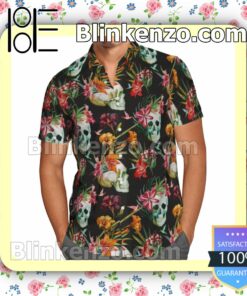 Tropical Flower Skull Summer Shirts a