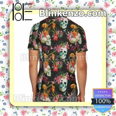 Tropical Flower Skull Summer Shirts b
