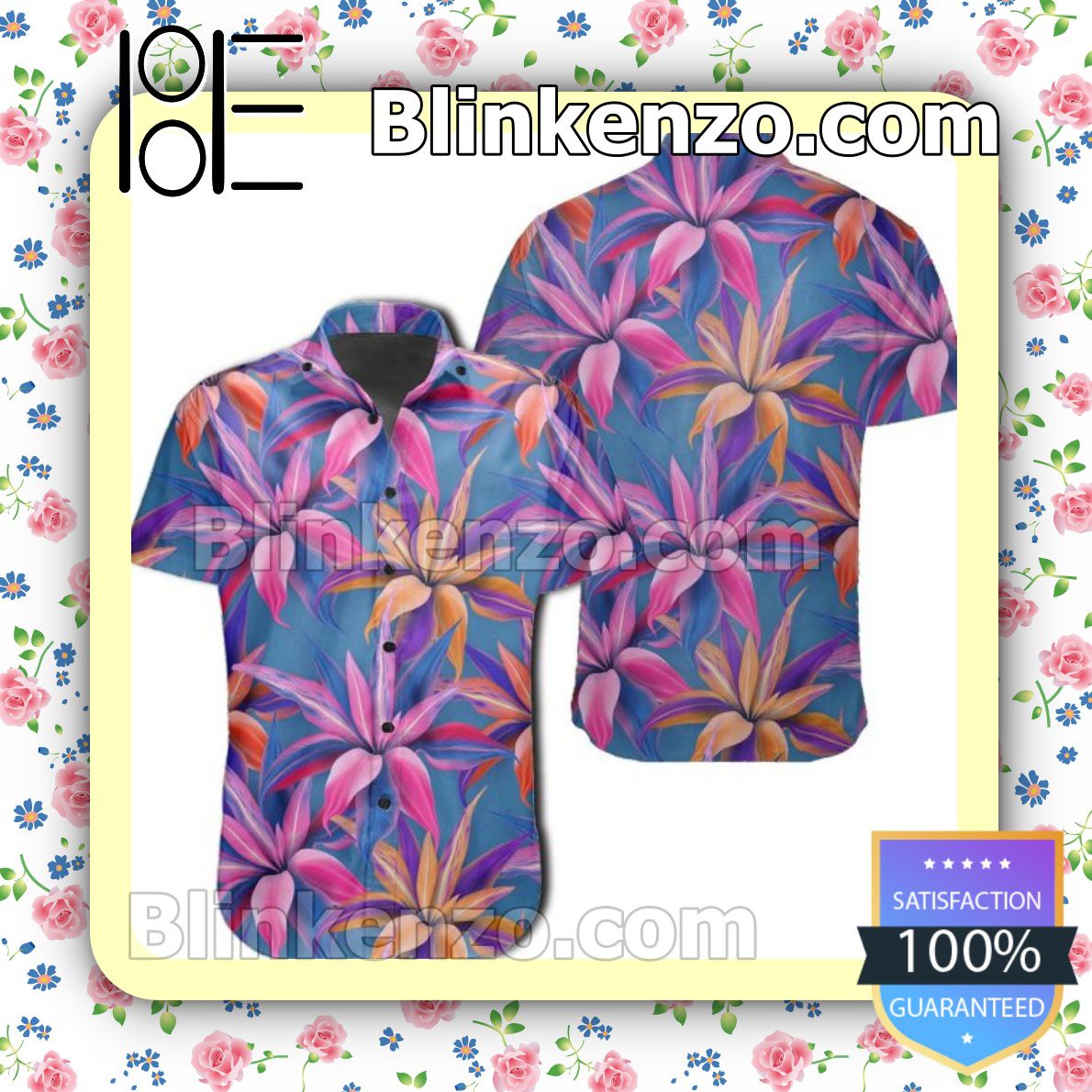 Tropical Flowers Pink Summer Shirts