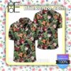 Tropical Flowers Watercolor Black Summer Shirts