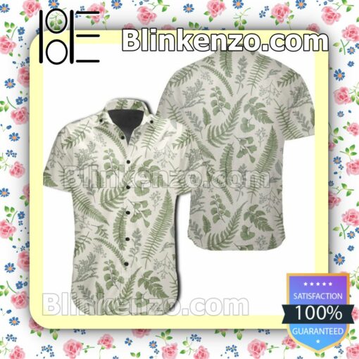 Tropical Green Leaf Pattern Summer Shirts
