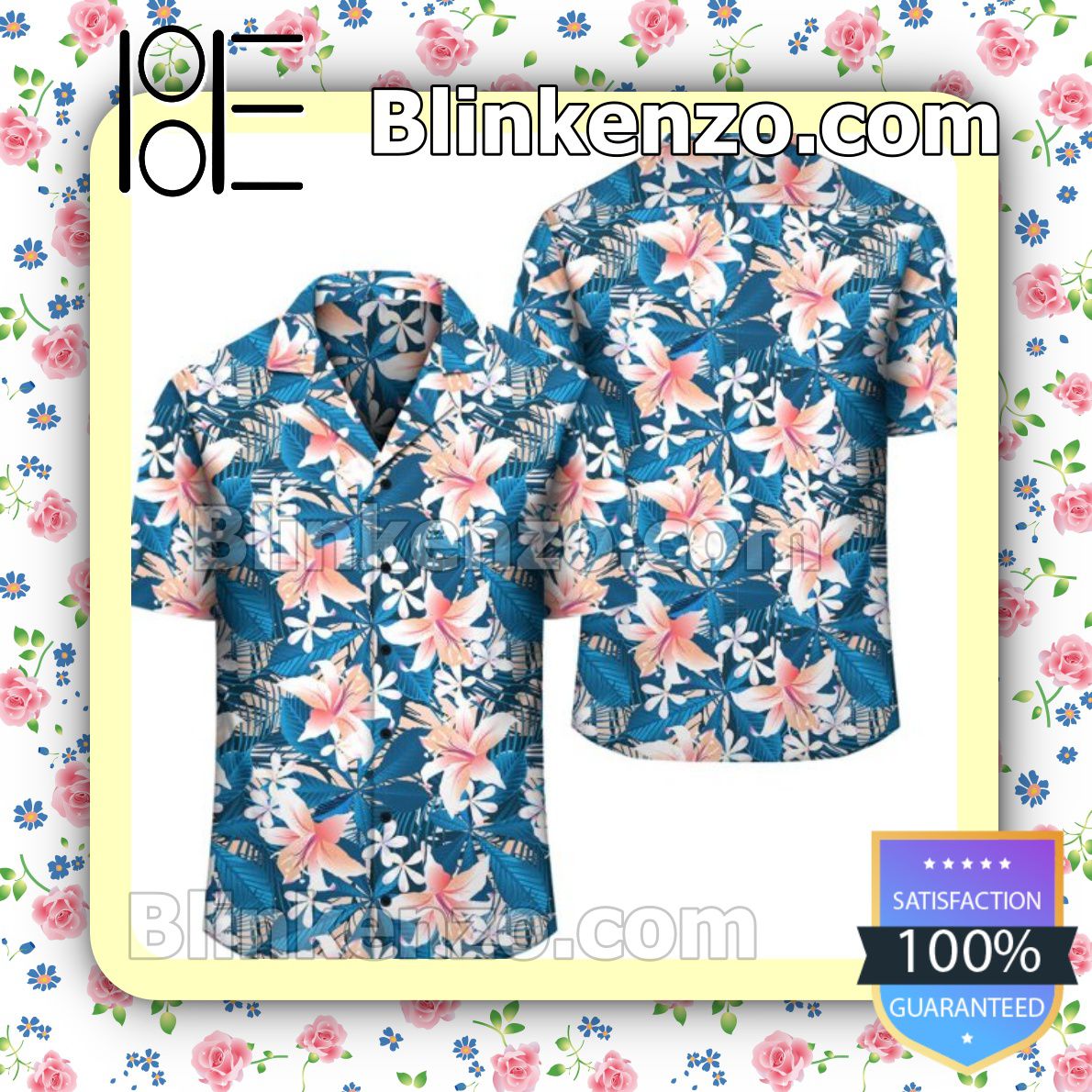 Amazing Tropical Hibiscus Blue Summer Shirts