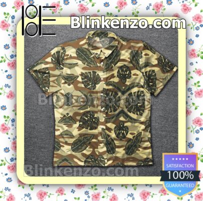Tropical Leaves Brown Camo Summer Shirts