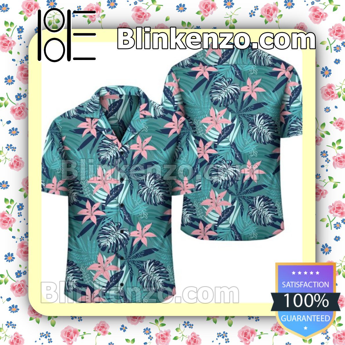 Tropical Monstera Leaf Pink Lily Summer Shirts