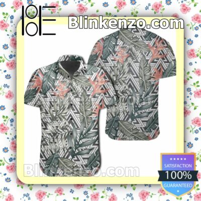 Tropical Palm Leaves And Flowers Black And White Triangle Summer Shirts